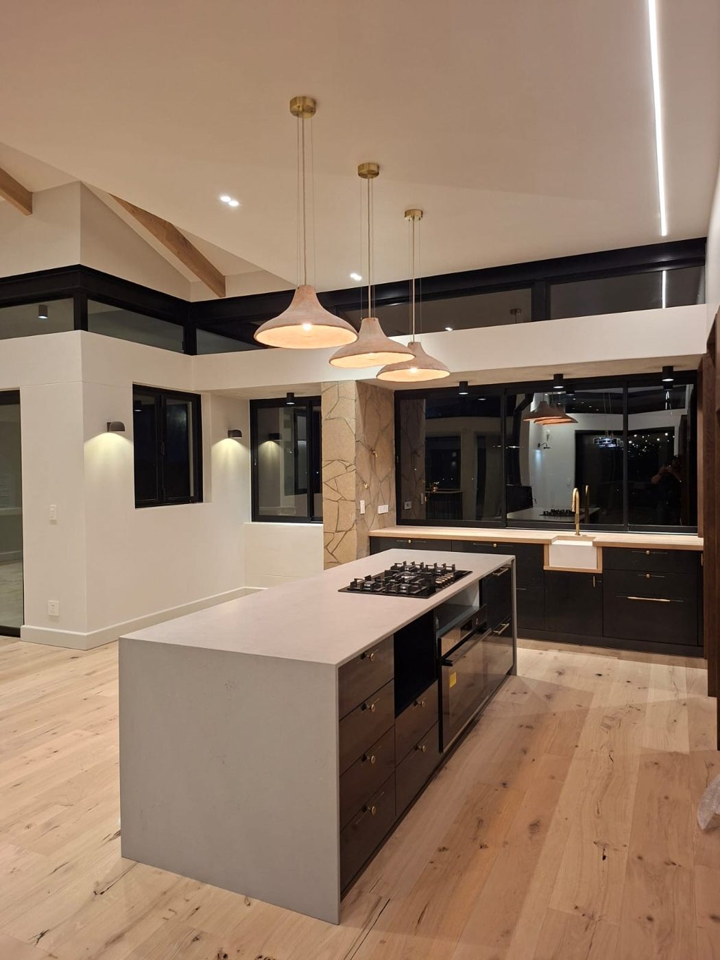 New kitchen with island and pendant lighting at House - Linkside